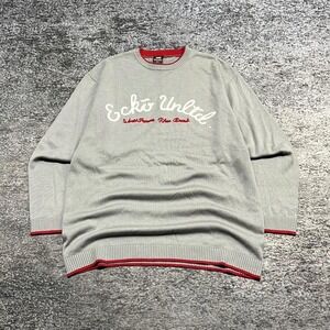 Vintage Y2K Ecko UNLTD Longsleeve Crewneck Sweater Mens Large Gray Red Spellout